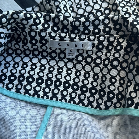 CAbi jacket black white patterned blazer 2 button size 4 career - Picture 8 of 11